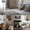 深色背景的白色床优质酒店双人卧室家具的优质家具（EMT-1666）